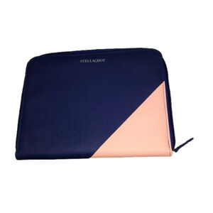 STELLA & Dot Pink & Blue Zip Up Book Travel Jewellery Jewelry Case 9” x 11”